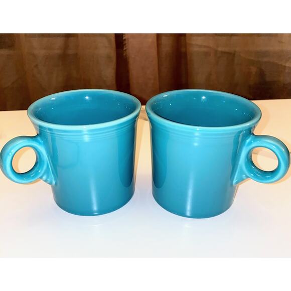 Mint Vintage 2x Fiestaware HLC USA Turquoise‎ Coffee Mugs Light Blue Ceramic - Picture 1 of 6